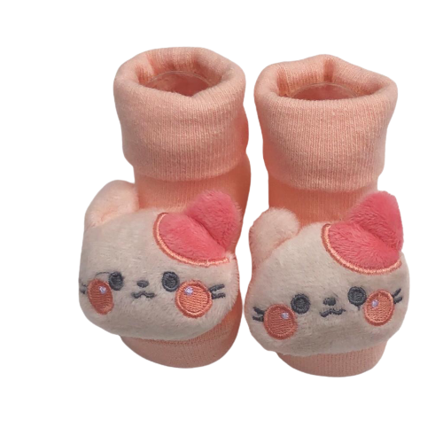 Baby Socks - Pink Meow | 0-6 Months Old Newborn Baby Boy Cotton Socks | Smiley Buttons